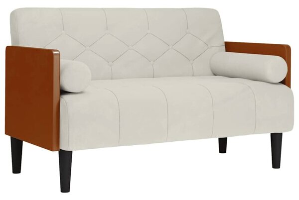 Sofa dwuosobowa z poduszkami w kolorze kremowym 110 cm