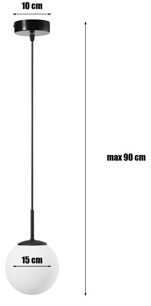 Lampa wisząca Aurelia czarna z 1 kulistym kloszem