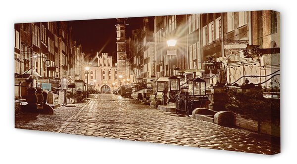 Duży obraz na płótnie Nocny Spacer po Gdańsku