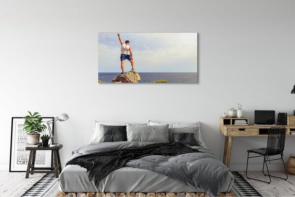Obraz drukowany na płótnie Człowiek nad Morzem