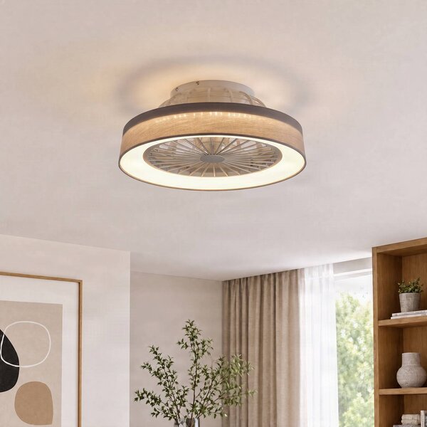 Wentylator sufitowy LED Lindby Mace, szary, Ø 47 cm, cichy, CCT Mace Lindby, możliwość ściemniania, aluminiowy / szary / cynkowy, salon / jadalnia, tworzywo sztuczne, nowoczesny