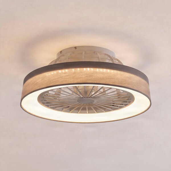 Wentylator sufitowy LED Lindby Mace, szary, Ø 47 cm, cichy, CCT Mace Lindby, możliwość ściemniania, aluminiowy / szary / cynkowy, salon / jadalnia, tworzywo sztuczne, nowoczesny