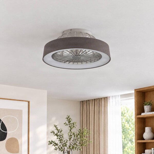 Wentylator sufitowy LED Lindby Mace, szary, Ø 47 cm, cichy, CCT Mace Lindby, możliwość ściemniania, aluminiowy / szary / cynkowy, salon / jadalnia, tworzywo sztuczne, nowoczesny