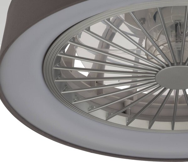 Wentylator sufitowy LED Lindby Mace, szary, Ø 47 cm, cichy, CCT Mace Lindby, możliwość ściemniania, aluminiowy / szary / cynkowy, salon / jadalnia, tworzywo sztuczne, nowoczesny