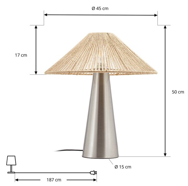 Lampa stołowa Stephane Lucande, kremowy / amber, salon / jadalnia, tkanina / materiał / jedwab, nowoczesny