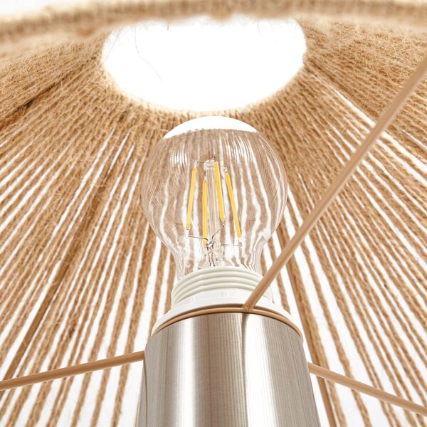 Lampa stołowa Stephane Lucande, kremowy / amber, salon / jadalnia, tkanina / materiał / jedwab, nowoczesny