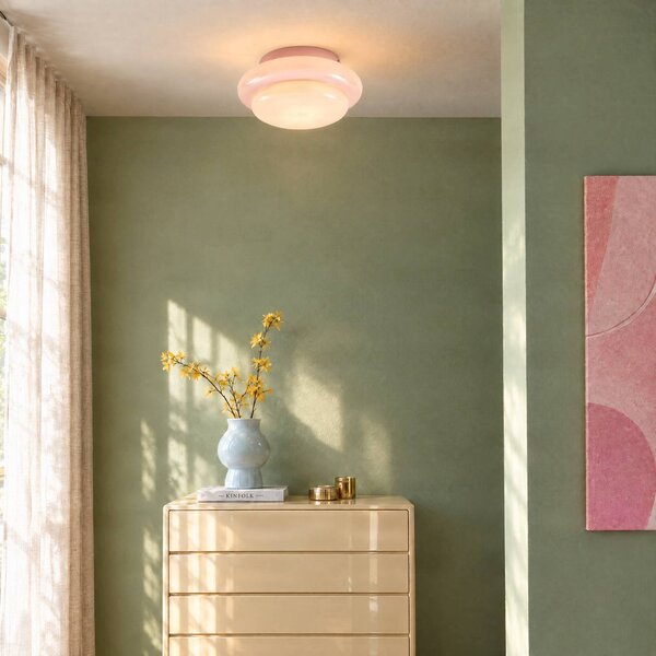 Lampa sufitowa Leilani Lucande, możliwość ściemniania, fioletowy / różowy / bladoróżowy, salon / jadalnia, szkło, design