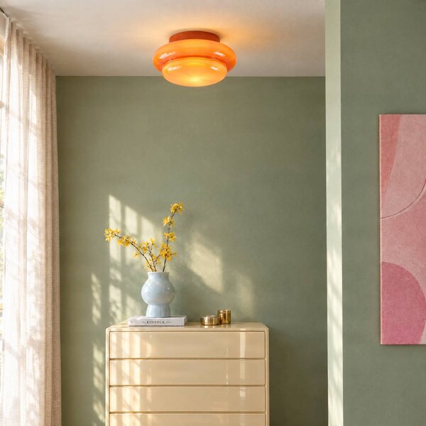 Lampa sufitowa Leilani Lucande, możliwość ściemniania, żółty / pomarańczowy, salon / jadalnia, szkło, design