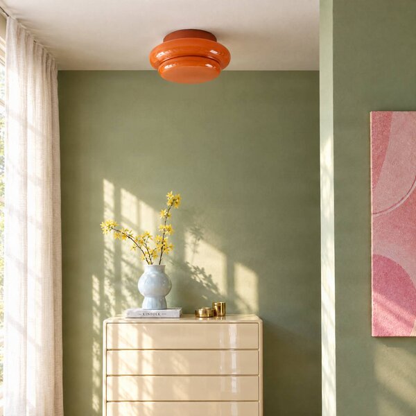 Lampa sufitowa Leilani Lucande, możliwość ściemniania, żółty / pomarańczowy, salon / jadalnia, szkło, design