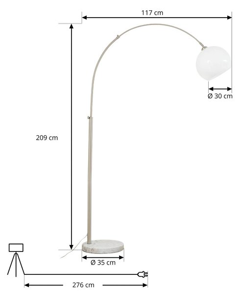 Lampa stojąca Alverton Lindby, biały / opal, salon / jadalnia, metal, nowoczesny