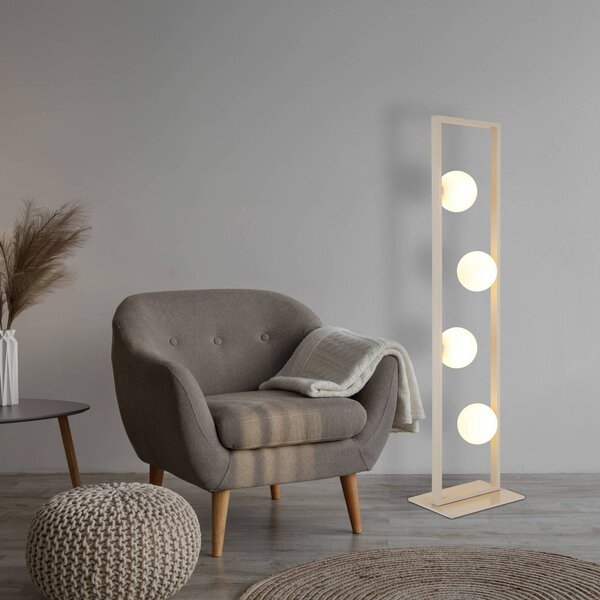 Globo Lampa stojąca Nanda, kremowy / amber, salon / jadalnia, szkło