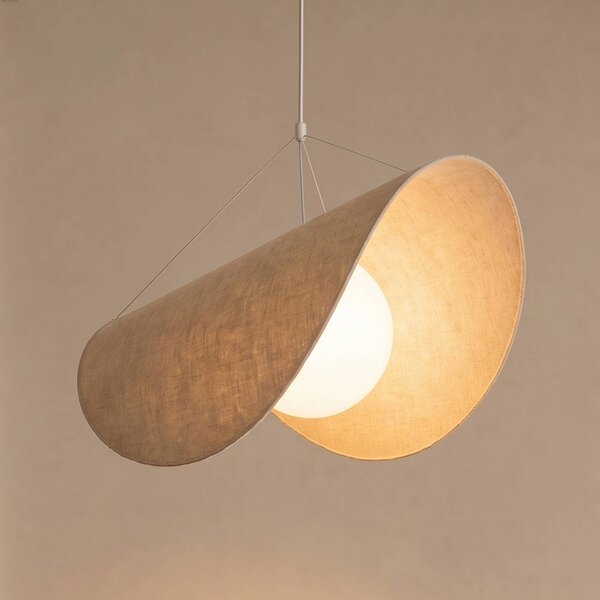 Lampa wisząca Sansibar Lucande, możliwość ściemniania, kremowy / amber, salon / jadalnia, tkanina / materiał / jedwab, design