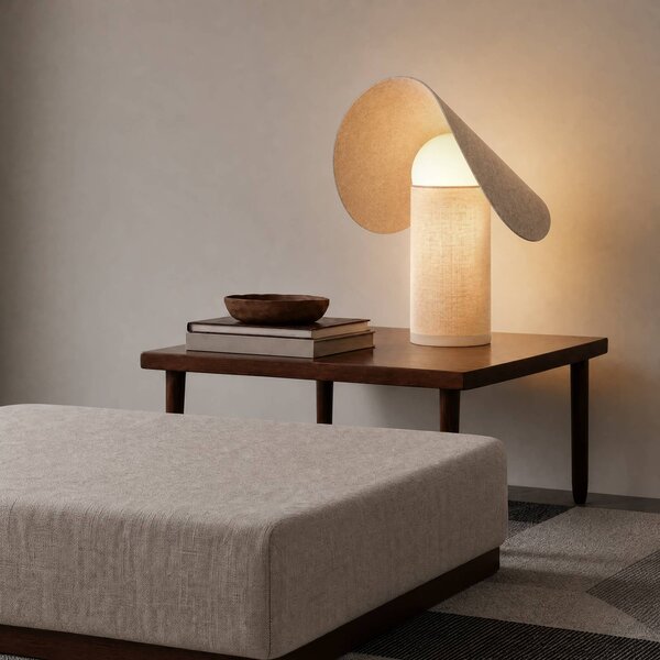 Lampa stołowa Sansibar Lucande, możliwość ściemniania, kremowy / amber, sypialnia, tkanina / materiał / jedwab, design