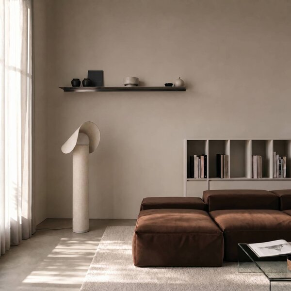 Lampa stojąca Sansibar Lucande, możliwość ściemniania, kremowy / amber, sypialnia, tkanina / materiał / jedwab, design