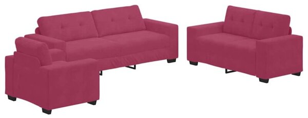 Sofa 3 szt. czerwony wiatr tkanina lniana