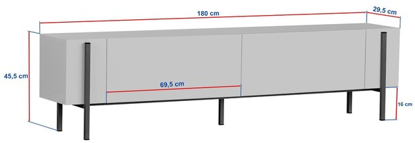 Stolik RTV ZENORI 180 cm, sosna Atlantic/czarny