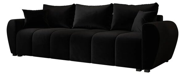 Czarna welurowa nowoczesna sofa rozkładana K3-C47