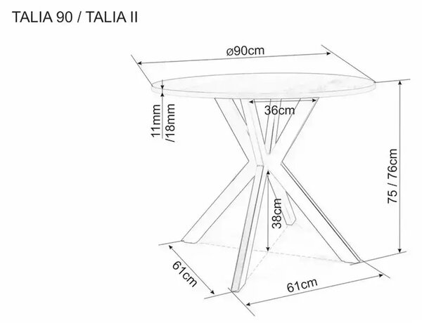 Okrągły stół jadalniany TALIA 90 cm z ceramicznym blatem z trawertynu, beżowy