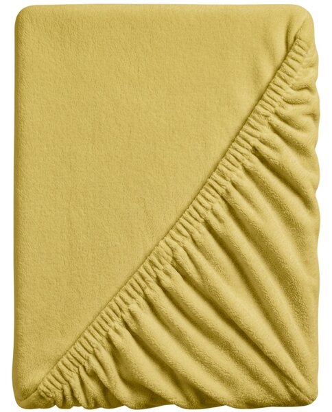 Prześcieradło z mikropluszu SOFT 90x200 cm musztardowe