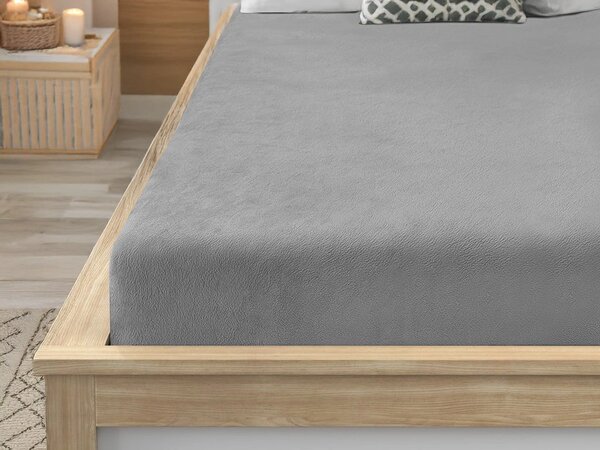 Prześcieradło z mikropluszu SOFT 90x200 cm jasnoszare
