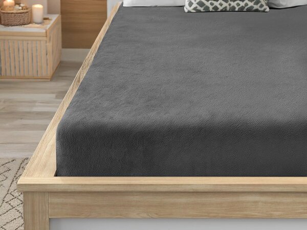 Prześcieradło z mikropluszu SOFT 90x200 cm ciemnoszare