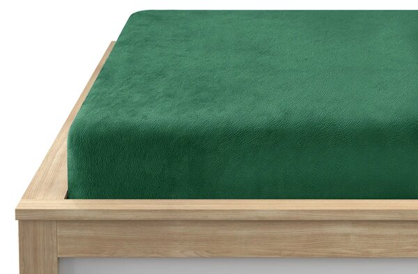 Prześcieradło z mikropluszu SOFT 180x200 cm ciemnozielone