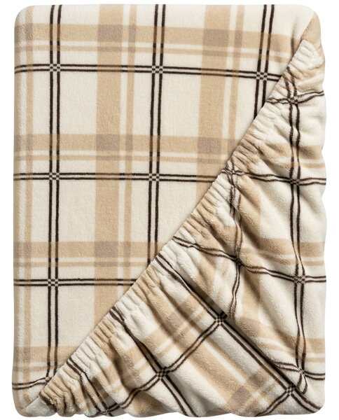 Prześcieradło z mikropluszu PLAID 160x200 cm kremowe