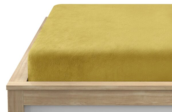 Prześcieradło z mikropluszu SOFT 90x200 cm musztardowe