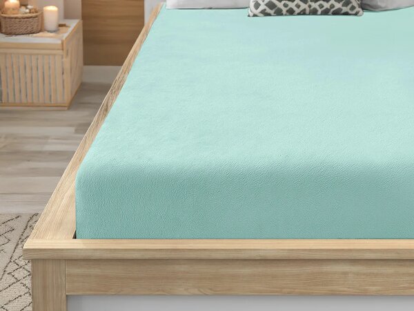 Prześcieradło z mikropluszu SOFT 90x200 cm w kolorze miętowym
