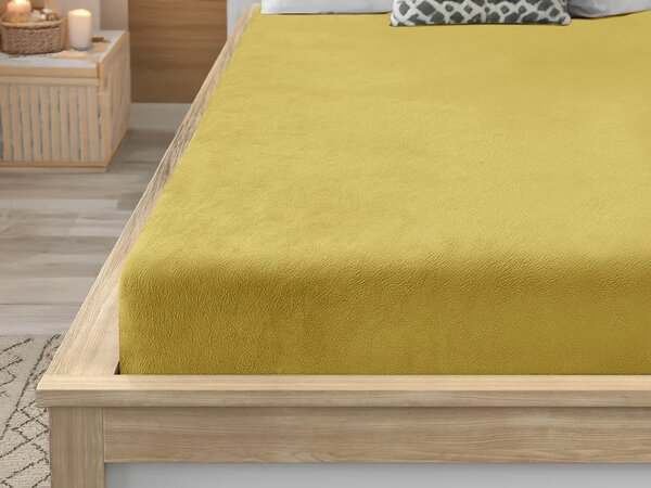 Prześcieradło z mikropluszu SOFT 90x200 cm musztardowe