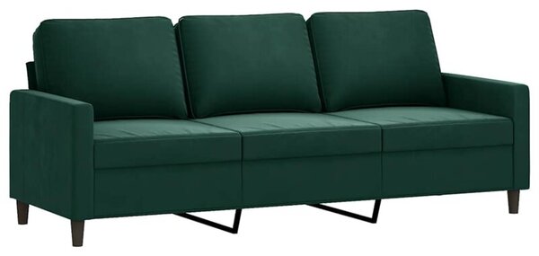 Sofa 3-osobowa, ciemnozielony, 180 cm, obita aksamitem