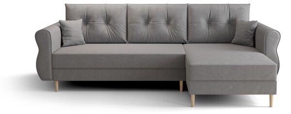 Rozkładana narożna sofa SILVIANO 230x140 cm, szara, uniwersalna