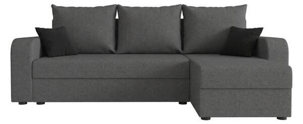 Rozkładana narożna sofa VALERIO 238x140 cm, ciemnoszara, uniwersalna + 2 poduszki GRATIS
