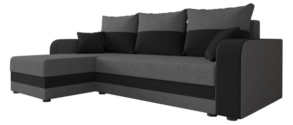 Rozkładana narożna sofa VALERIO 238x140 cm, ciemnoszara/antracytowa, uniwersalna + 2 poduszki GRATIS