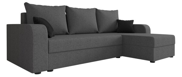 Rozkładana narożna sofa VALERIO 238x140 cm, ciemnoszara, uniwersalna + 2 poduszki GRATIS