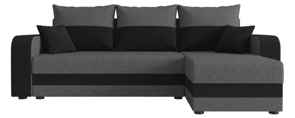Rozkładana narożna sofa VALERIO 238x140 cm, ciemnoszara/antracytowa, uniwersalna + 2 poduszki GRATIS