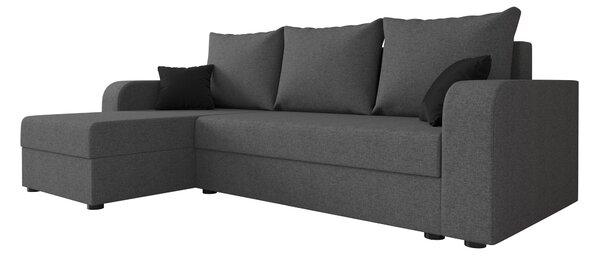 Rozkładana narożna sofa VALERIO 238x140 cm, ciemnoszara, uniwersalna + 2 poduszki GRATIS