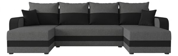 Rozkładana sofa narożna w kształcie U VALERIO 305x140 cm, ciemnoszara/antracytowa