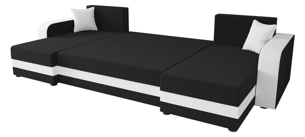 Rozkładana sofa narożna w kształcie U VALERIO 305x140 cm, jasnoszara/beżowa