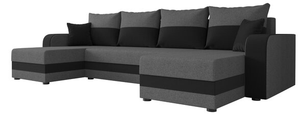 Rozkładana sofa narożna w kształcie U VALERIO 305x140 cm, ciemnoszara/antracytowa