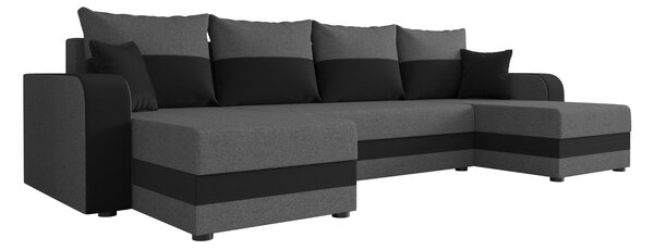 Rozkładana sofa narożna w kształcie U VALERIO 305x140 cm, ciemnoszara/antracytowa