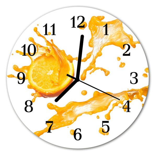 Zegar szklany okrągły Sok pomarańczowy
