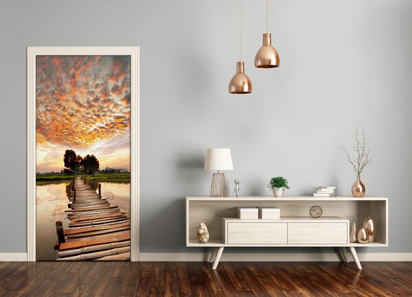 Naklejka fototapeta na drzwi Drewniany most
