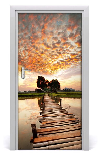 Naklejka fototapeta na drzwi Drewniany most