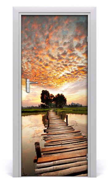 Naklejka fototapeta na drzwi Drewniany most