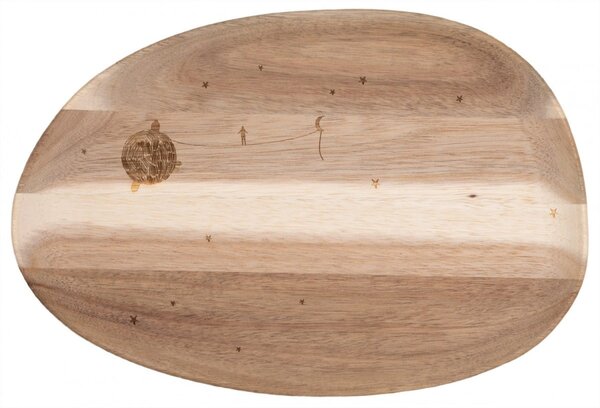 Taca drewniana M 32cm linoskoczek READER mantecodesign
