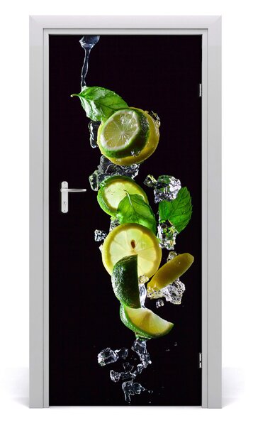 Naklejka na drzwi samoprzylepna Limonka i cytryna