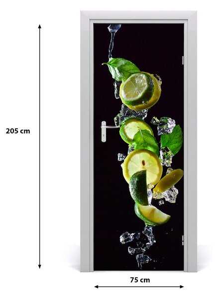 Naklejka na drzwi samoprzylepna Limonka i cytryna