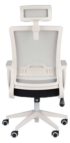 Fotel biurowy Speed WS HD - biały, z zagłówkiem, ergonomiczny, obrotowy, wygodny dla kręgosłupa