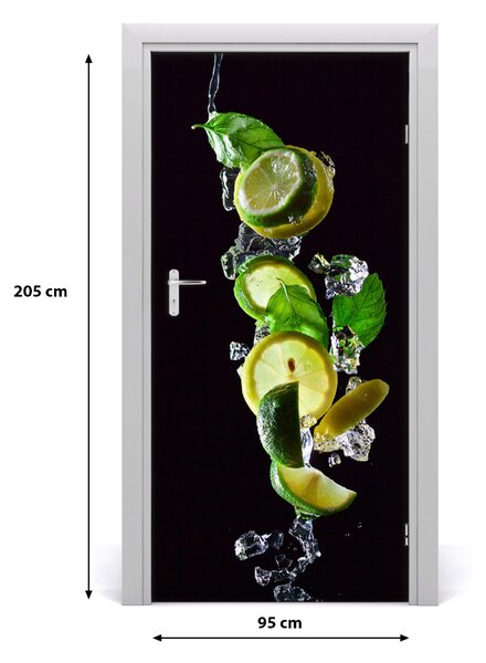 Naklejka na drzwi samoprzylepna Limonka i cytryna